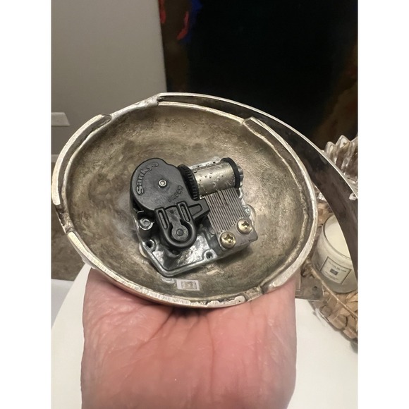 Vintage Brass & Silver Plated Menorah Musical Sankyo Music Box Treble Clef - Picture 6 of 10